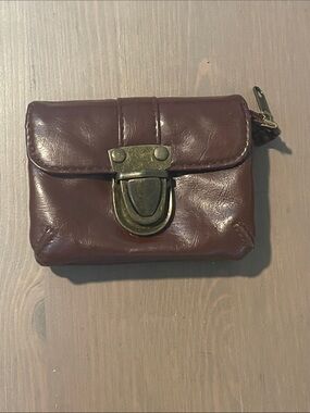 Lulu NYC Vintage Style Brown Faux Leather Wallet Pouch with Antique Brass Clasp